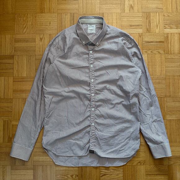 Billy Reid striped cotton button down casual long sleeve shirt Slim cut XL - Picture 1 of 5